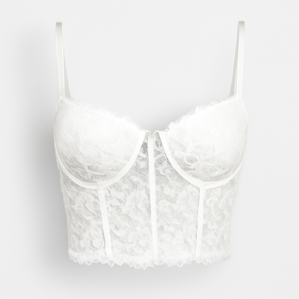 Bustiera dantela alba faja