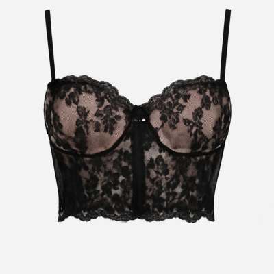 Bustiera dantela negru waist