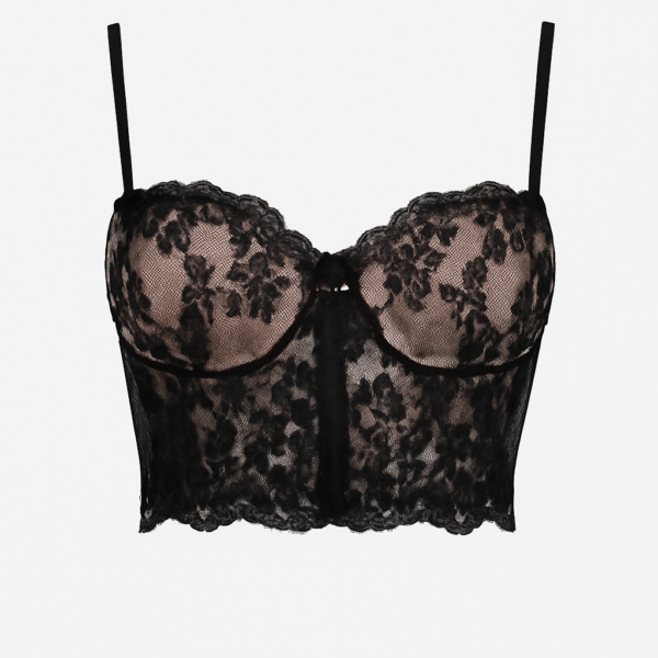 Bustiera dantela negru waist