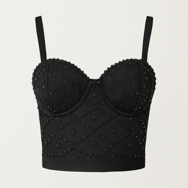 Bustiere negru cu margele și bretele de corset