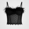 Bustiere negru cu pene transparente stil corset