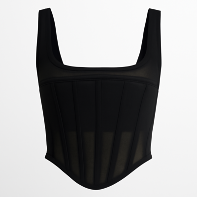 Bustieră neagră transparentă cu detaliu corset