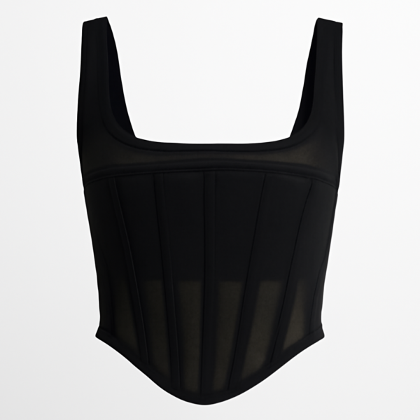 Bustieră neagră transparentă cu detaliu corset
