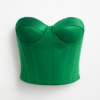 Bustieră din satin verde smarald cu detaliu corset