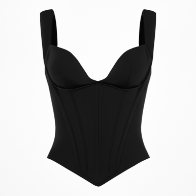 Bustieră neagră cu bretele și detaliu corset