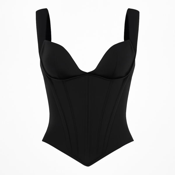 Bustieră neagră cu bretele și detaliu corset