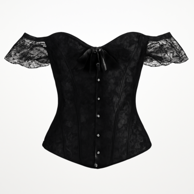 Corset Bustiere chic negru alb cu perle