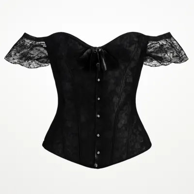 Corset Bustiere chic negru alb cu perle