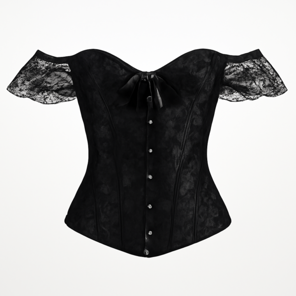 Corset Bustiere chic negru alb cu perle