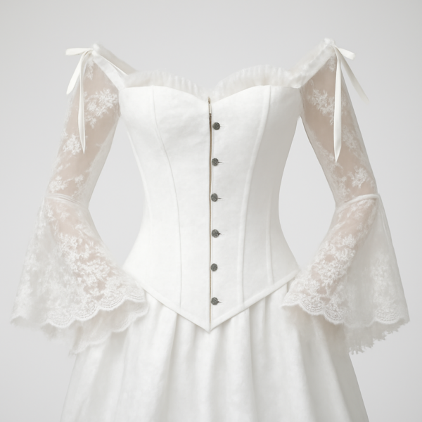 ai-product-11867 Bustiere corset alb cu dantelă cu maneci bufante