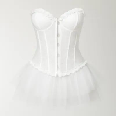 Corset din dantelă albă umeri
