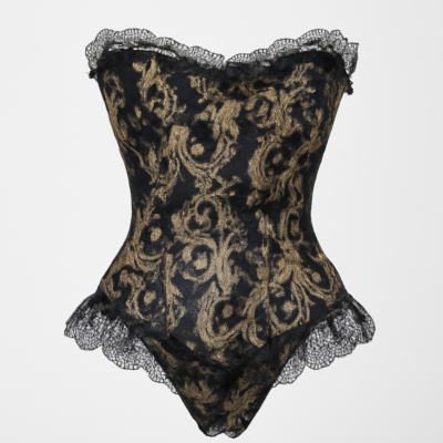 Corset din brocart albastru și auriu