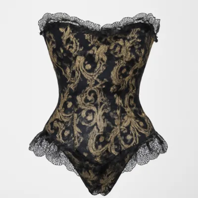 Corset din brocart albastru și auriu