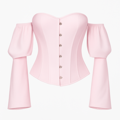 Corset bustieră cu mânecă lungă, roz