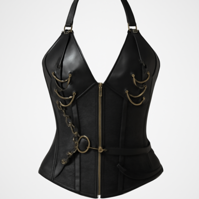 Corset negru gotic fără bretele