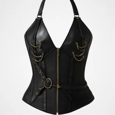 Corset negru gotic fără bretele