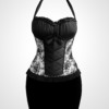 Corset victorian din dantelă cu bretele negre și crem