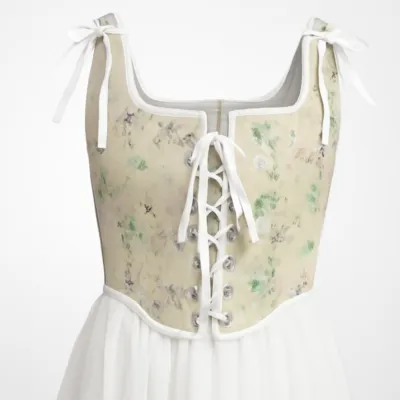 Top corset de epocă cu șiret în față