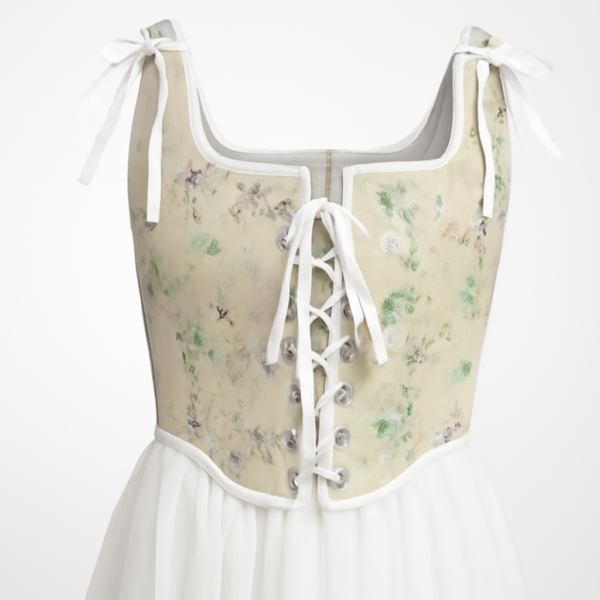 Top corset de epocă cu șiret în față