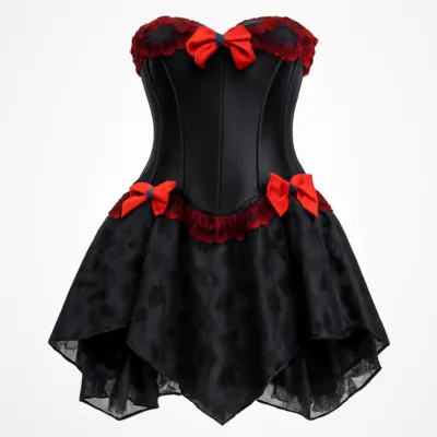Corset gotic negru și roșu