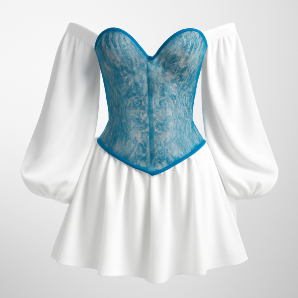 ai-product-11930 Corset albastru cu flori în stil vintage