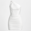 Rochie scurtă albă cu corset cu o singură curea