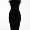 Rochie corset cu pene negre de lungime medie