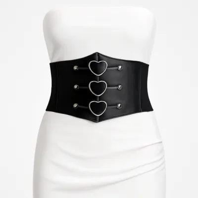 Corset cu catarame negre cu inimă
