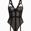 Body negru transparent din piele
