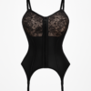 Body sexy din satin și dantelă neagră