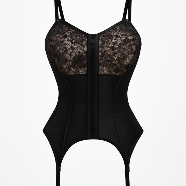 Body sexy din satin și dantelă neagră