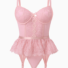 Body sexy dantela roz negru piele