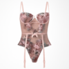 Body tanga sexy roz cu fundițe mici