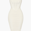 ai-product-12133 Rochie tip corset bej din tul fără bretele cu lungime medie