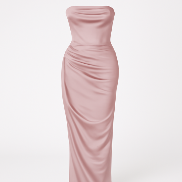 Rochie de seară lungă roz fără bretele cu corset