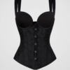 Corset topless cu bretele negru