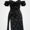 Rochie corset cu imprimeu floral negru de epocă