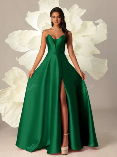 Rochie de seară elegantă, de înaltă calitate, verde, lungă, corset pentru femei