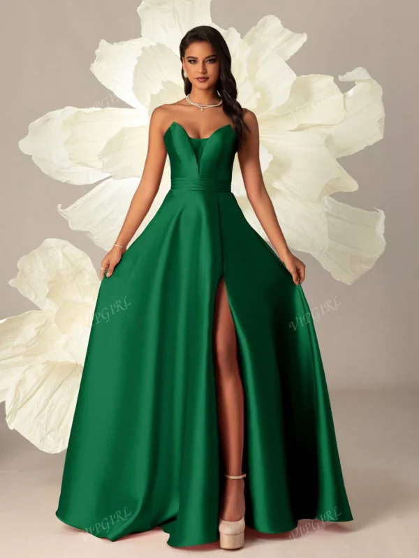 Rochie de seară elegantă, de înaltă calitate, verde, lungă, corset pentru femei