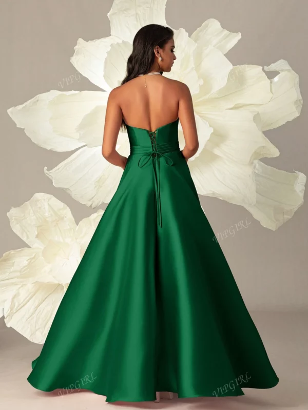 Rochie de seară elegantă, de înaltă calitate, verde, lungă, corset pentru femei