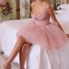 Rochie corset camisolă scurtă cu structură corset din plasă cu paiete contrastante