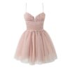 Rochie corset camisolă scurtă cu structură corset din plasă cu paiete contrastante