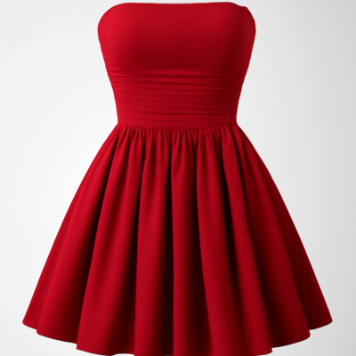 Rochie corset pentru femei, fără bretele, simplă, casual, scurtă, roșu închis, în culoare solidă