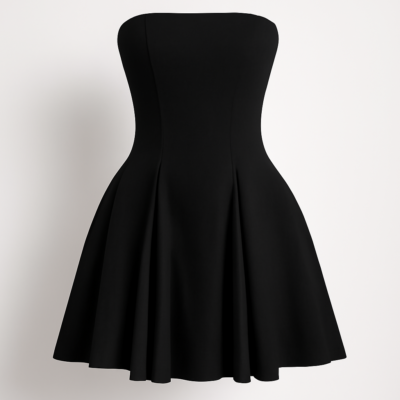 Rochie corset scurtă de vară neagră fără mâneci pentru femei, cu tiv în formă de umbrelă și decolteu negru fără umăr