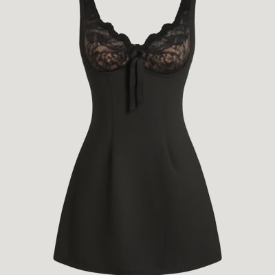 Rochie scurtă neagră fără bretele din dantelă midi corset pentru femei