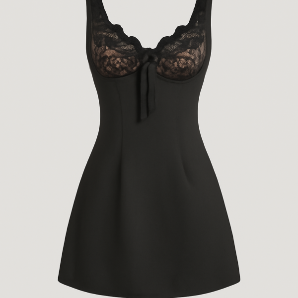 ai-product-13147 Rochie scurtă neagră fără bretele din dantelă midi corset pentru femei