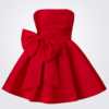 Rochie elegantă, la modă, populară, modernă și drăguță pentru femei cu corset scurt roșu cu satin roșu