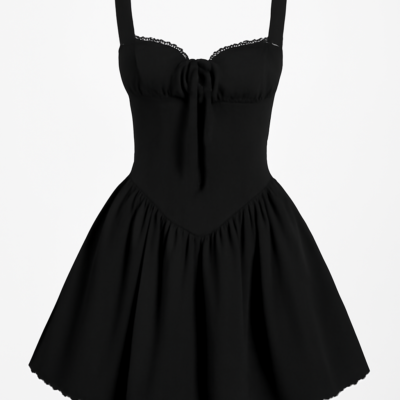 Rochie scurtă de corset de vară neagră pentru femei, strânsă în talie cu o curea de spaghete fără bretele pentru sărbători