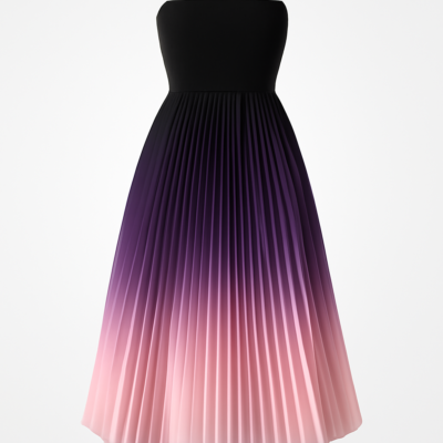 Rochie sexy multicoloră cu corset lung fără bretele în culori ombré pentru femei