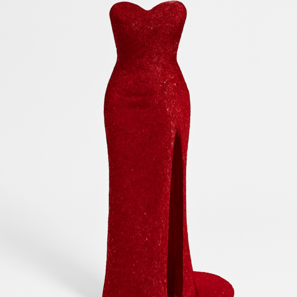 Rochie corset lungă roșie cu spatele deschis, cu cravată în talie și decolteu în formă de inimă